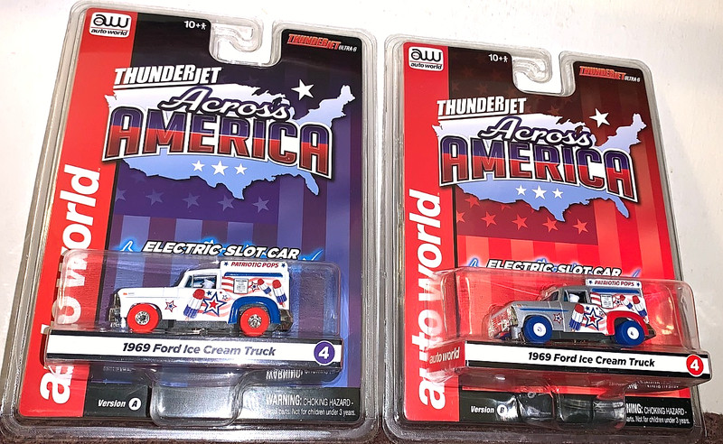 AUTO WORLD 2026 ACROSS AMERICA 1969 FORD ICE CREAM TRUCK SLOT CARS A & B SET!