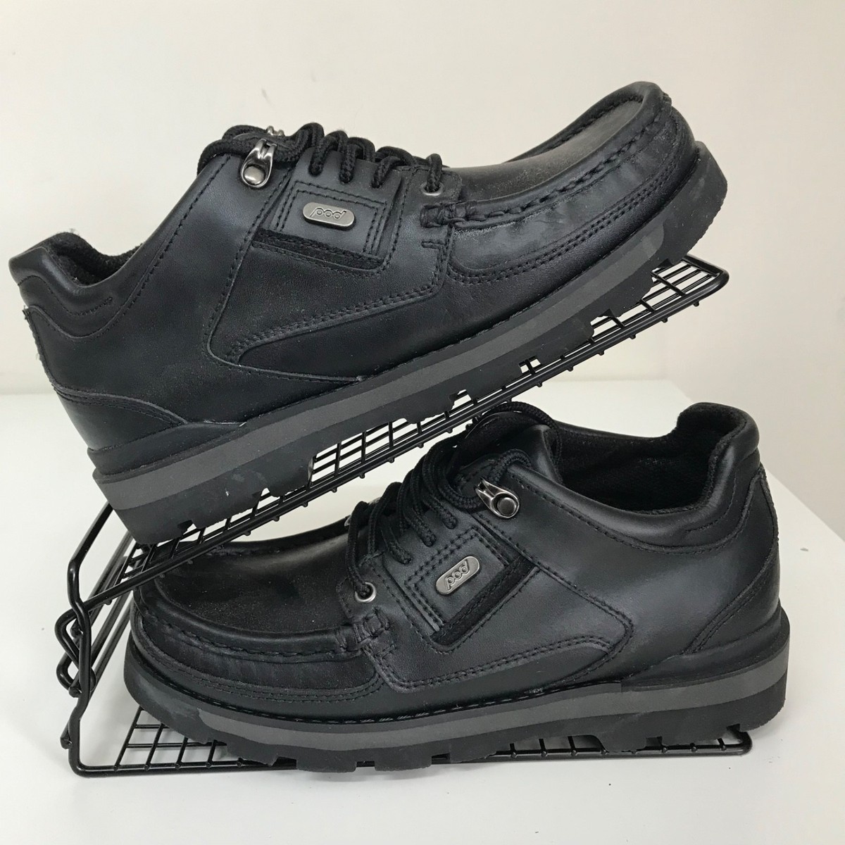 Pod Qualm JX Leather School Shoes UK – Chunky Sole Black Smart