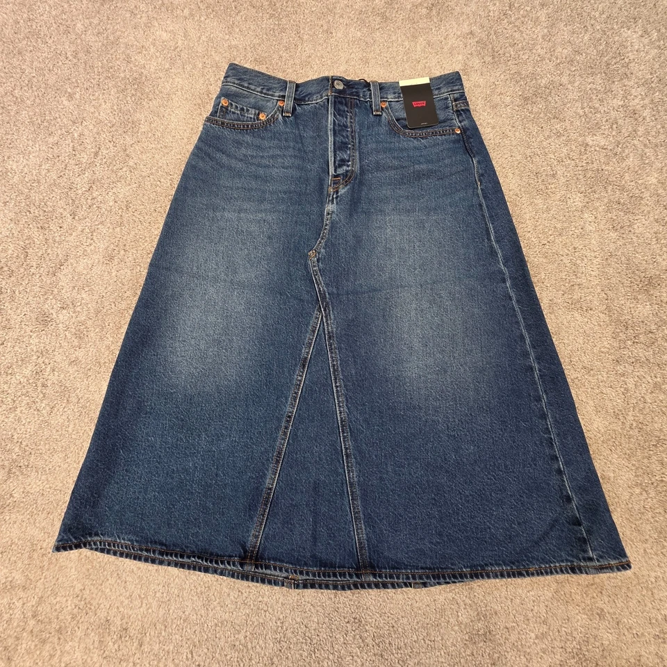 Women's Levi's High Rise A-Line Decon Denim Blue Jean Skirt Size 29 NEW - Image 2 of 4