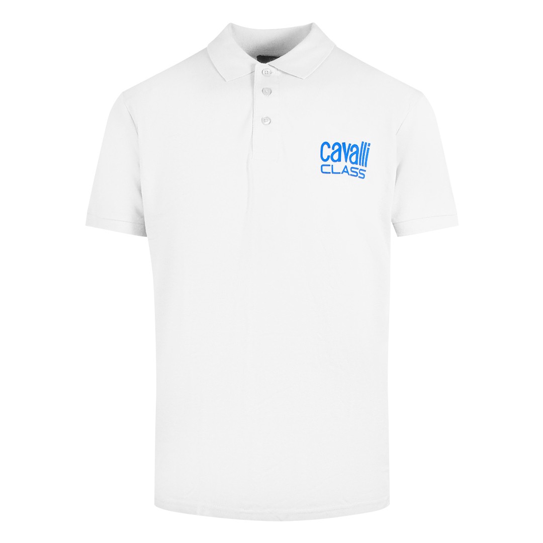 Белая рубашка поло с ярким логотипом Cavalli Class 19290₽