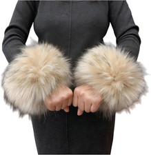 Women's Faux Fur Wrist Cuffs Wrist Warmers Faux Fur Arm Cuffs Winter Warm Warmer