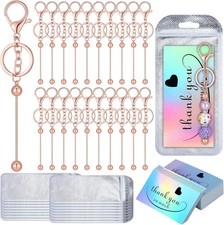 60 Pcs Beadable Keychain Bars Bulk Making Kit 20 Beaded Keychain 20 Bag 20 Thank