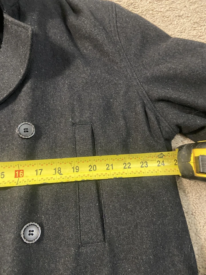 Buffalo Jeans Coat Mens XL Black Peacoat Double Breasted Zip Bib Quilted Liner - Image 3 of 4