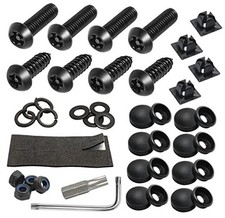 Anti Theft License Plate Screws Kits- Rustproof Stainless Steel Car Tag Black