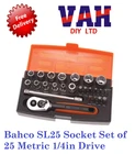 Bahco SL25 1/4in Drive Socket Set 25pc Metric