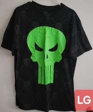 Y2K Marvel Punisher Skull Mad Engine T-Shirt Size Large Neon Green Skull AOP 🔥 
