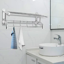 Towel Rack Bathroom Hotel Rail Holder Stainless Steel Wall Mounted Storage Shelf