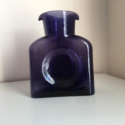 Vintage Blenko Glass Amethyst Purple Double Spout Decanter Carafe Pitcher