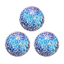 3Pcs Decorative Glass Balls 2.36 Inch Orbs Centerpiece Balls Deep Light Blue