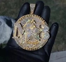 4Ct Round Real Moissanite Men's Customized Name Pendant 14K Yellow Gold Plated