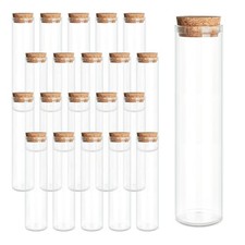 21-Pack 22ml 0.74 oz Glass Bottles  Test Tubes with Cork Stoppers   for Sp...