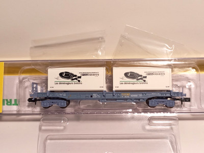 LES DÉMÉNAGEURS BRETONS MINITRIX 15637-02 (G381) CONTAINER FLAT WAGON