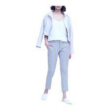 Banana Republic Avery Straight Fit Striped Washable Linen Pant Womens 10
