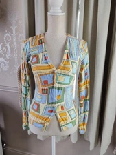 House of Sunny Cardigan Pepperland Puzzle Print Peggy ladies size 6 UK 