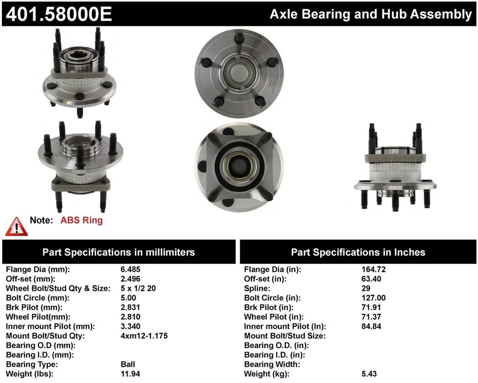 Centric Parts 401.58000E Wheel Bearing and Hub Assembly - Image 4 of 4