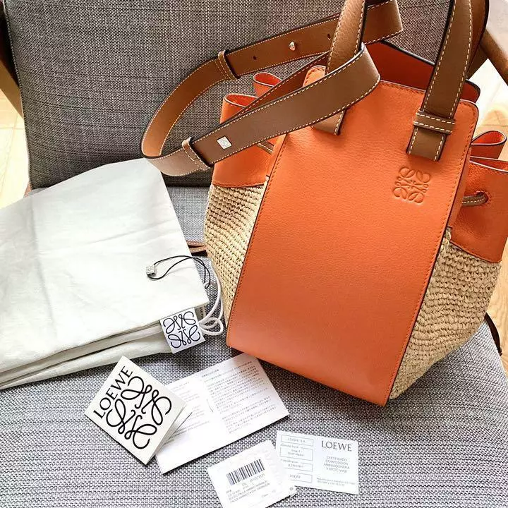 New unused] LOEWE hammock bag Super rare leather orange, brown Paula's  Ibiza