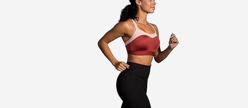 BROOKS DARE RACERBACK WOMENS SPORTS BRA FOR IMPACT RUNNING WORKOUTS RED - Picture 2 of 4