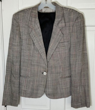 EVAN PICONE WOMENS SUIT BLAZER AND SKIRT BLACK WHITE PLAID SIZE 12 NEW