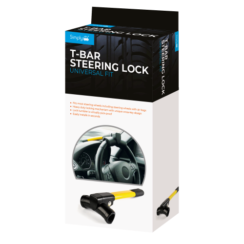 Simply Yellow TBar Car Steering Wheel Lock AntiTheft Security Universal 2 Keys 5037409109527