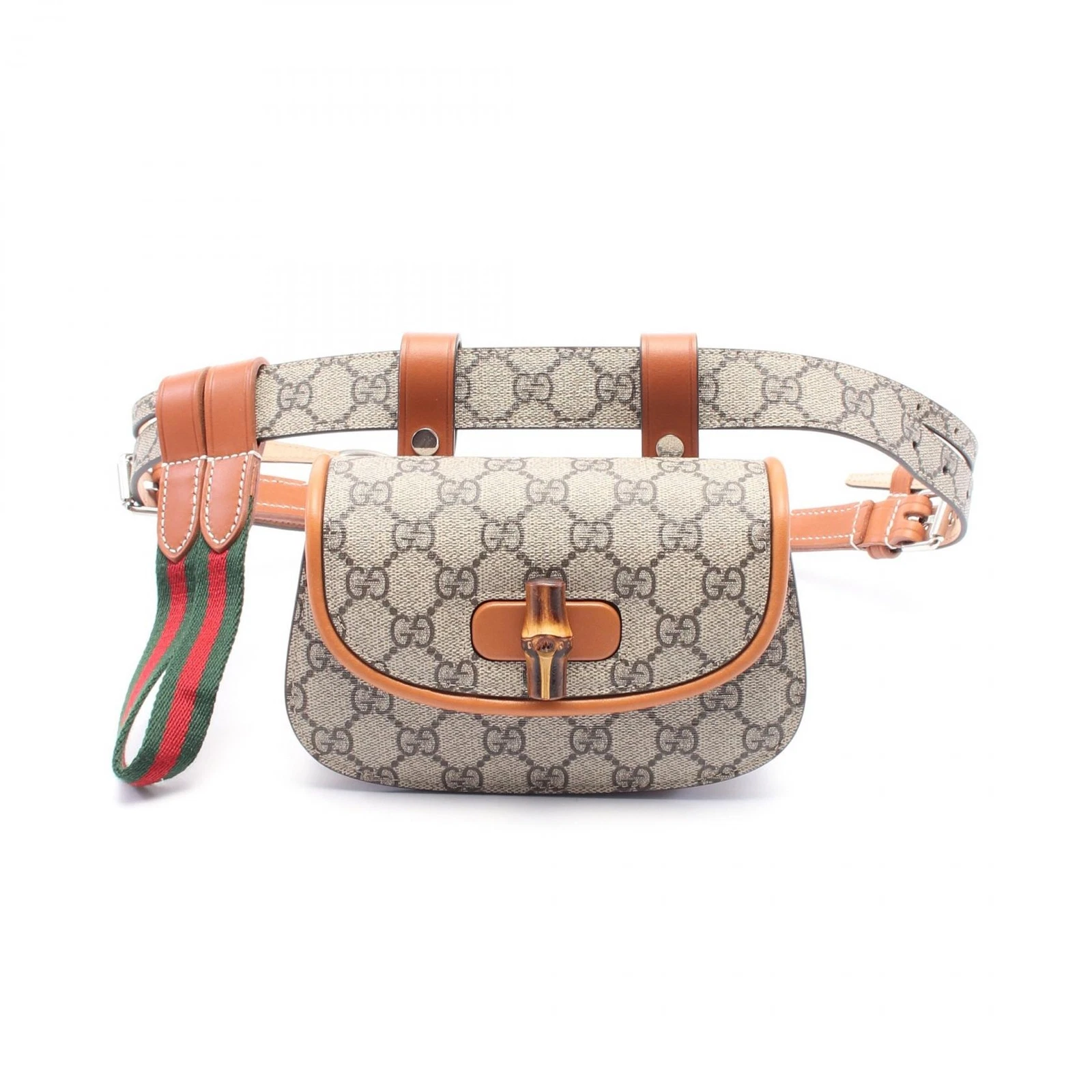 GUCCI Bambou 1947 Mini GG Toile Taille Ceinture Sac à Fesses 681137 Cuir Beige Camel