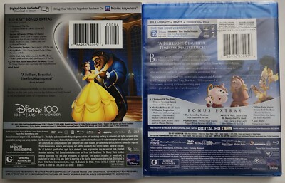 NEW BEAUTY AND THE BEAST BLU RAY + DVD 2 DISCS DISNEY100