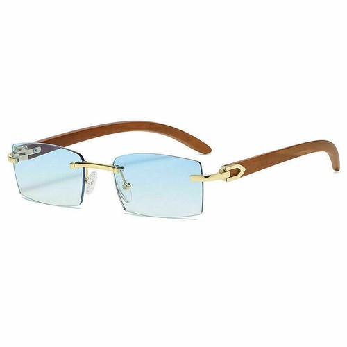 Rectangle Rimless Sunglasses Men Women Ocean Color Outdoor Eyewear Vintage UV400 - Imagen 17 de 19