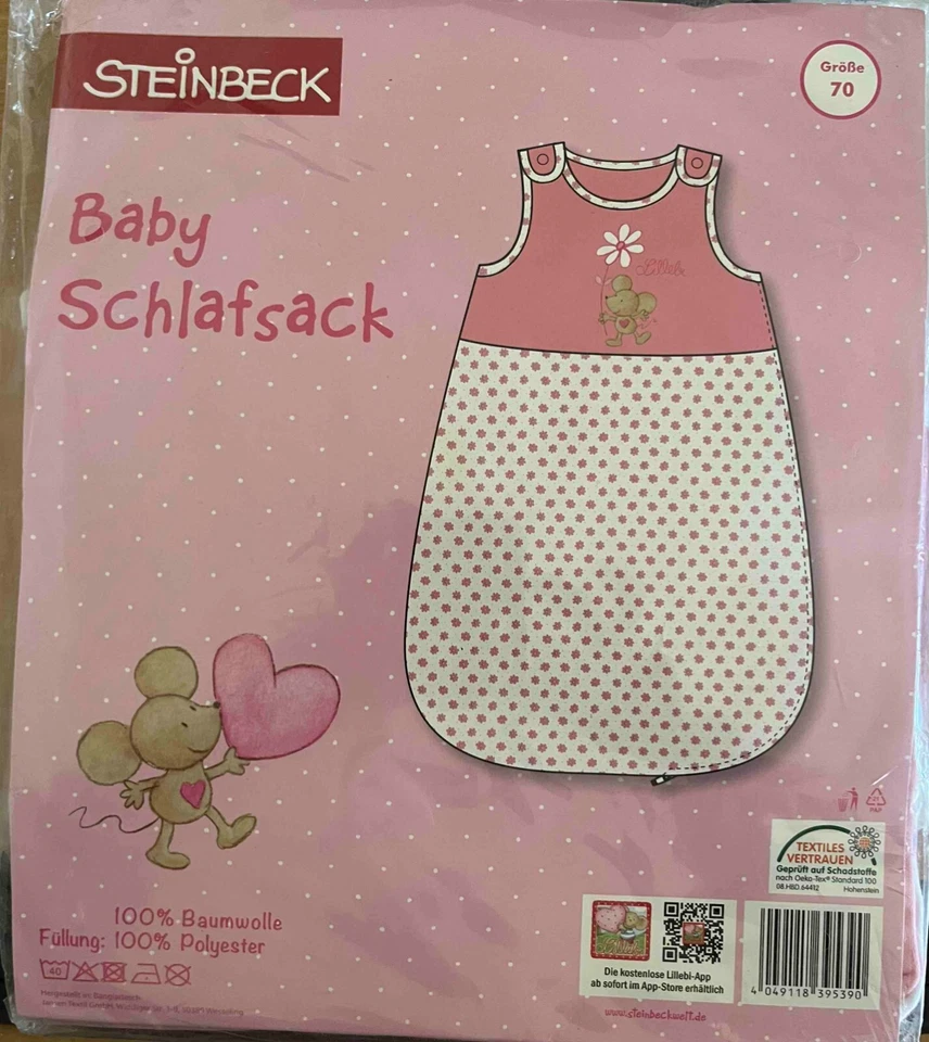 Steinbeck Baby Mädchen Schlafsack 70 cm 100% Baumwolle 0-6 Monate Top!