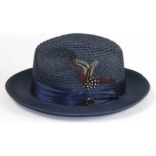 Sombrero estilo paja trenzado primavera verano para hombre de BRUNO CAPELO JULIAN JU907 azul marino - Imagen 6 de 12
