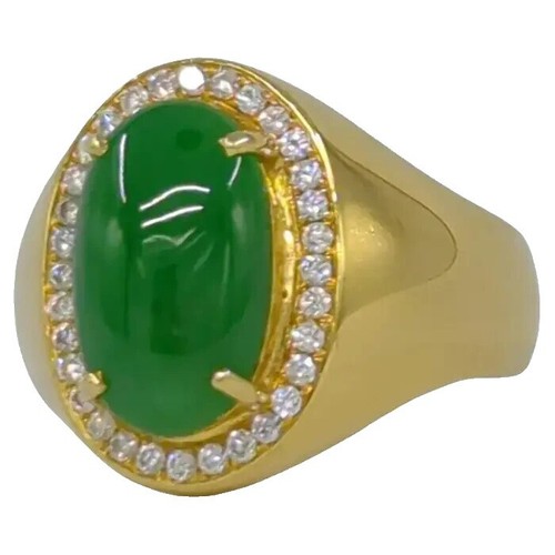 Pt900 Jade/Jade Diamond Ring 6.35ct D0.89ct - Auth free shipping