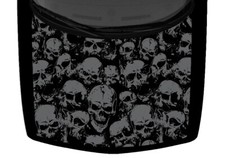 Abstract Gray Distressed Skulls Grunge Truck Hood Wrap Vinyl  Graphic Car Decal