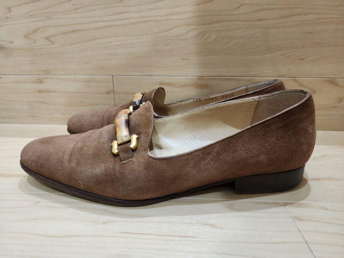 ✨状態良し✨ GUCCI Bamboo Bit Loafer EU35.5 GUCCI Women's Loafers Bamboo Suede Brown EU35.5/US5.5 40310c