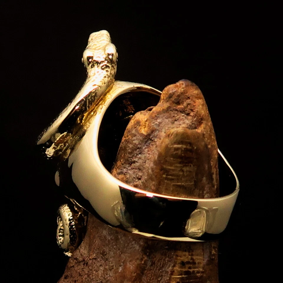 ANILLO DE MOTOCICLISTA CALAVERA Y SERPIENTE FORAJIDO DE LATÓN PARA HOMBRE 1% UNO POR CIENTO ROJO TALLA 12,5 Foto 4 de 4