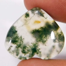 Natural FABULOUS Moss Agate 24.35Cts. Heart Cabochon Loose Gemstone