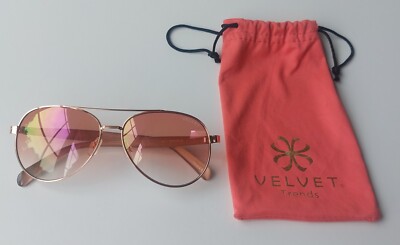 BONNIE Aviator Sunglasses Gold Frame w/Tortoise Temples & Bag Velvet Summer