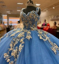 royal blue and gold quinceanera dresses
