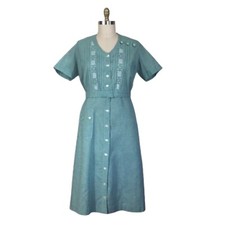 Vintage 1950s Green Gingham Dress 1950s Vintage Mint Gingham Dress