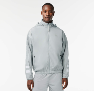 Lacoste Men's Grey Contrast Details Water-Resistant Zip-up Jacket