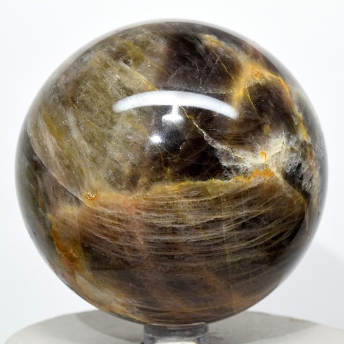 2.9" Black Moonstone Sphere Sparkling Natural Holistic Sheen Mineral Madagascar - Picture 4 of 4