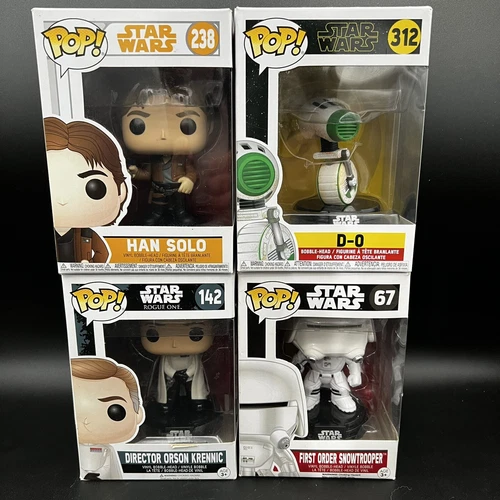 Funko Pop Star Wars Lot (4) Han Solo, D-0, Snowtrooper, Krennic Bundle