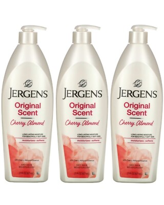Jergens Original Duft Kirsche Mandel trockene Haut Feuchtigkeitscreme 32oz (946ml) 3er Pack