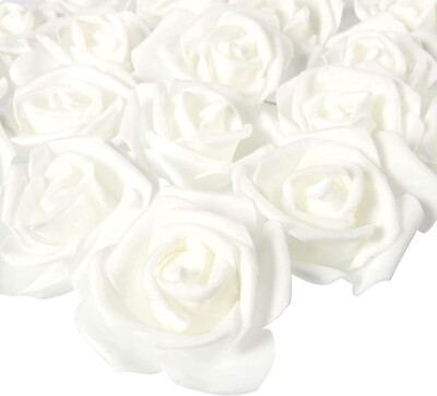 DIY Künstliche Weiß Blumenköpfe Blütenköpfe Blumen Rosen Köpfe Hochzeit Deko DE