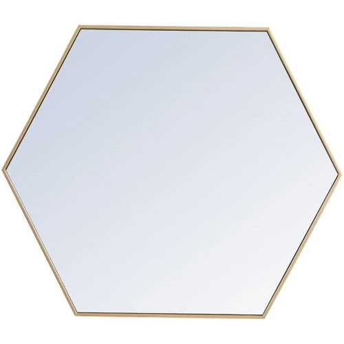 Elegant Decor Eternity 35" x 41" Hexagonal Metal Frame Mirror in Brass - Picture 4 of 13
