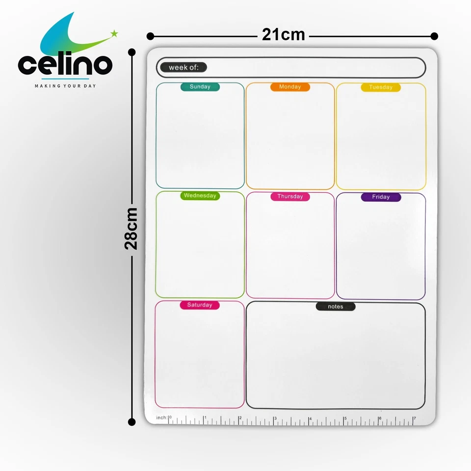 A4 Weekly Planner Magnetic Whiteboard Dry Wipe To Do List Meal Shopping Notes - Image 2 of 4