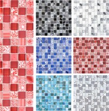 Mosaïque Brique Murale Crédence de Cuisine Miroir Mosaïque Blanc Noir Bleu Rouge