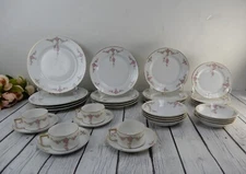 32 Pieces 8-Piece 4 Place Setting Heinrich H&Co Bavaria "Rosalinda" Pink Flowers