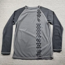 Da Hui Rash Guard Shirt Adult Large Gray Long Sleeve Surf Swim Athletic Stretch