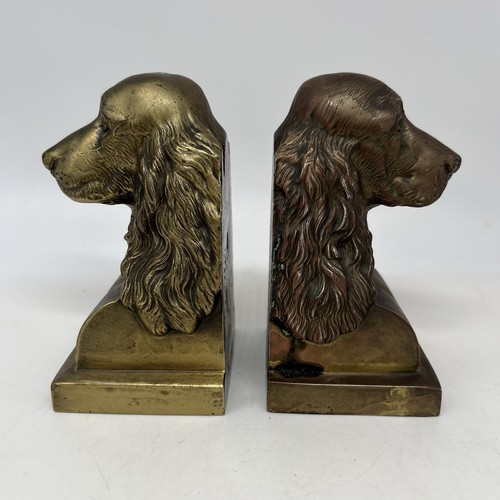 Antique Bronze Clad Jennings Brothers COCKER SPANIEL Bookends Signed Dog Decor - Picture 2 of 7