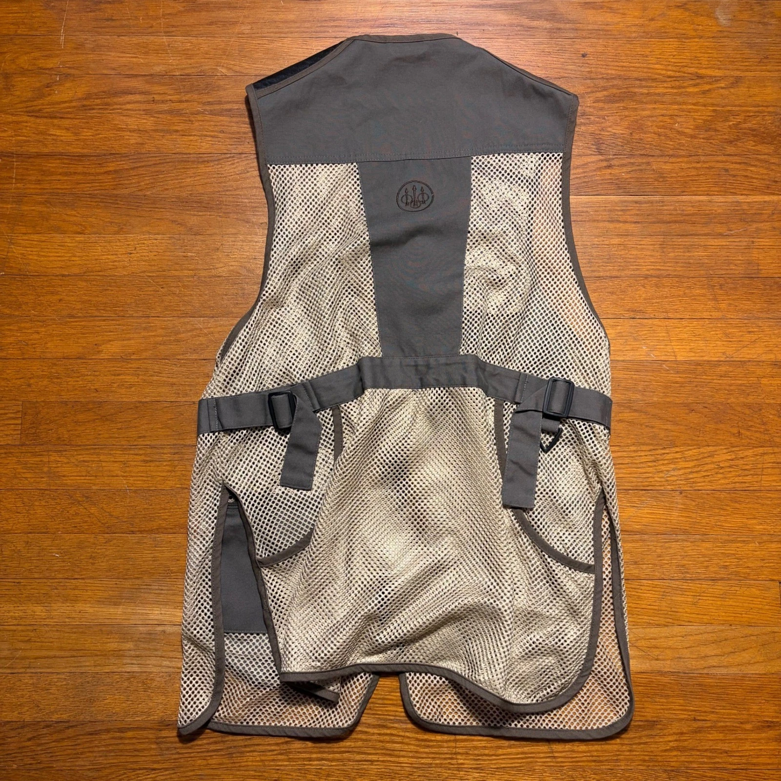 Beretta Shooting Vest Mens Brown Mesh Leather Full Zip Pockets Game Pouch Size M - product detail image 5