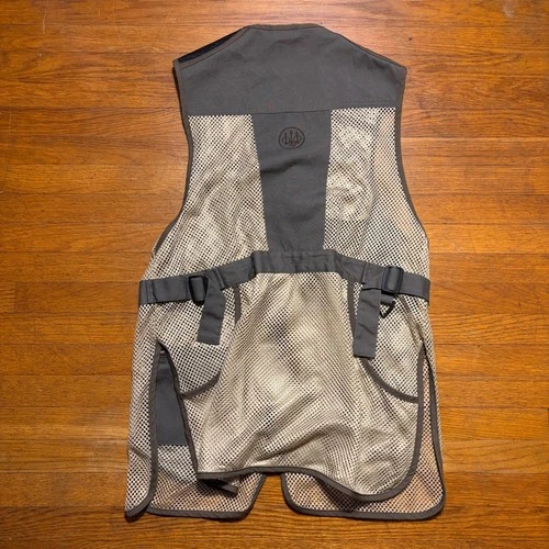 Beretta Shooting Vest Mens Brown Mesh Leather Full Zip Pockets Game Pouch Size M image 5