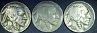 1937 P-D-S Three Coin Buffalo Nickel Set AVG Circ SKU 045